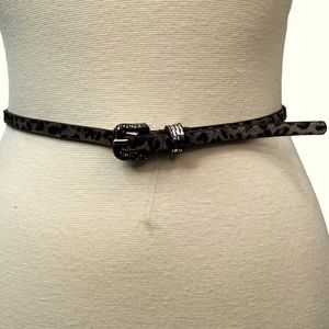 LOFT Gray Calf Hair Leopard Print Slim Belt L